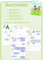 Vorschau - Arbeitsblätter - Buchstaben: Erarbeitung - Suchblatt - Übungsblatt - Schreibblatt (Druckschrift) - Deckblatt