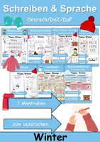 Vorschau - Unterrichtsreihen - Materialpaket - Schreiben und Sprache Thema Winter - DaZ/DaF, Deutsch - Deckblatt