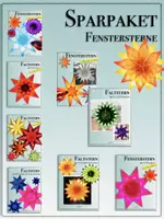 Vorschau - Mal- und Bastelvorlagen - SPARPAKET „FENSTERSTERNE BASTELN“ - Bildanleitungen für Faltsterne /Sterne aus Transparentpapier) (Stern, Weihnachten, Advent, Ramadan) - Wachsendes Materialpaket Sun Catcher, Lichterfest, Chanukka - Deckblatt