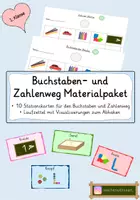 Vorschau - Stationenlernen - Buchstaben- und Zahlenweg Materialpaket - Deckblatt