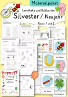 Vorschau - Unterrichtsreihen - Materialpaket Silvester Neujahr Ethik Kl. 1/2 Winter Sachunterricht Religion - Deckblatt