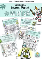 Vorschau - Stundenentwürfe - Winter Kunst-Paket Ausmalbilder, Bastelvorlagen, Fensterdeko basteln - Deckblatt