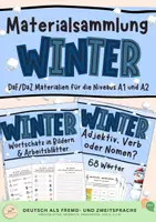 Vorschau - Stationenlernen - WINTER Wortschatz in Bildern und Wortarten trainieren - Deckblatt
