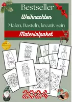 Vorschau - Mal- und Bastelvorlagen - Materialpaket Weihnachten, Bestseller, Top 5 Ausmal- und Fensterbilder, malen, basteln, kreativ sein - Deckblatt