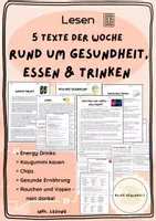 Vorschau - Arbeitsblätter - Materialpaket: 5 Texte der Woche zum Thema Gesundheit / Essen und Trinken - Deckblatt