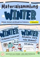 Vorschau - Arbeitsblätter - Winter Materialpaket: Adjektive, Verben und Nomen + Interactive - Deckblatt