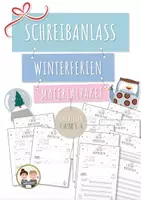 Vorschau - Mal- und Bastelvorlagen - Materialpaket – Schreibanlass Winterferien – kreatives Schreiben – Lineaturen Klasse 1–4 - Deckblatt
