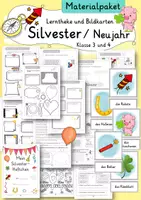 Vorschau - Unterrichtsreihen - Materialpaket Silvester Neujahr Winter Ethik Klasse 3 4 Lerntheke und Bildkarten - Deckblatt