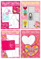 Vorschau - Mal- und Bastelvorlagen - 5x Motorikübungen für den Valentinstag - Kunst Materialpaket - Deckblatt