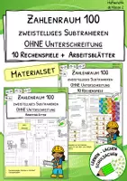 Vorschau - Arbeitsblätter - Zahlenraum 100 – Zweistelliges Subtrahieren ohne Unterschreitung – 10 Rechenspiele + Arbeitsblätter - Deckblatt