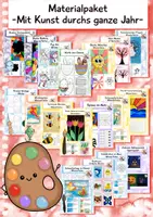 Vorschau - Stundenentwürfe - Mit Kunst durchs Jahr Materialpaket, Klasse 1/2, Kunst Grundschule - Deckblatt