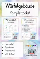 Vorschau - Stundenentwürfe - Komplettpaket Würfelgebäude Forscherheft + Tafelmaterial + UPP-Entwurf - Deckblatt