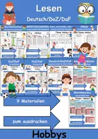 Vorschau - Unterrichtsreihen - Materialpaket - Lesen Hobbys/Hobbies - DaZ/DaF, Deutsch, Sachunterricht - Deckblatt