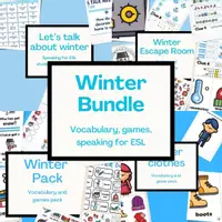 Vista previa - Hojas de trabajo - WINTER Bundle | vocabulary, games, speaking | ESL activities | no prep - Portada