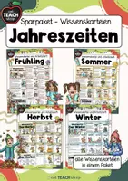 Vorschau - Stationenlernen - Sparpaket - Wissenskarteien zu den Jahreszeiten - Deckblatt