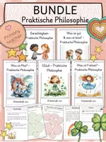 Vorschau - Unterrichtsreihen - BUNDLE Praktische Philosophie / Ethik: Mut, Glück, Freiheit, Gerechtigkeit, Gut & Böse - Deckblatt