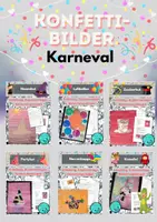Vorschau - Mal- und Bastelvorlagen - Konfetti-Bilder zu Karneval, Fasching, Fasnacht mit Anleitung und Bewertungsbogen - Deckblatt