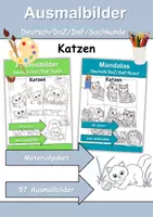 Vorschau - Arbeitsblätter - Ausmalbilder & Mandalas PAKET Thema Katzen - Grundschule - Bastelvorlagen - Deckblatt