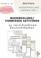 Vorschau - Arbeitsblätter - Wachsendes Materialpaket: Arbeitsblätter Vorwissen/Wiederholung Deutschthemen Sek 1 - Deckblatt
