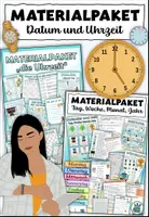 Vorschau - Arbeitsblätter - Materialpaket „Datum und Uhrzeit“ ( wachsend) DaZ - Deckblatt
