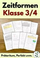Vorschau - Arbeitsblätter - Präsens, Präteritum, Perfekt, Futur - Zeitformen Klasse 3 / 4 - Deckblatt