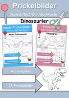 Vorschau - Arbeitsblätter - Prickelbilder / Fensterbilder PAKET Thema Dinosaurier - Grundschule - Bastelvorlagen - Deckblatt