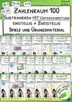 Vorschau - Stationenlernen - Materialpaket "Subtrahieren mit Übergang" - Zahlenraum 100 - Spiele und Übungsmaterial - Deckblatt