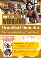 Vorschau - Arbeitsblätter - Kombipaket Rückendiktat & Hörverstehen. "Was machst du in deiner Freizeit, Lena?", A2/B1 - Deckblatt