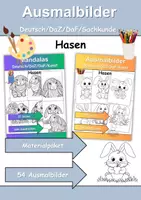 Vorschau - Arbeitsblätter - Ausmalbilder & Mandalas PAKET Thema Hasen - Grundschule - Bastelvorlagen - Deckblatt