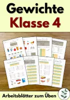 Vorschau - Arbeitsblätter - Gewichte: Umwandeln und Schätzen - Gramm, Kilogramm, Tonne | Massen Klasse 4 - Deckblatt