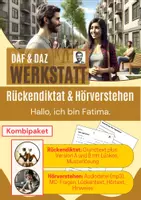 Vorschau - Stationenlernen - Kombipaket Rückendiktat & Hörverstehen "Hallo, ich bin Fatima.", A1/A2 - Deckblatt
