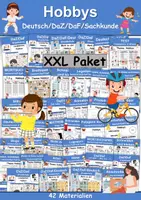 Vorschau - Unterrichtsreihen - Materialpaket - Hobbys/Hobbies XXL Paket Wortschatzpaket - DaZ/DaF, Deutsch, Sachunterricht (Grundschule) - Deckblatt
