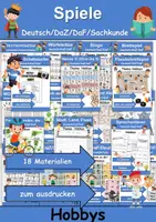 Vorschau - Unterrichtsreihen - Materialpaket - Spiele Hobbys/Hobbies - DaZ/DaF, Deutsch, Sachunterricht (Grundschule) - Deckblatt