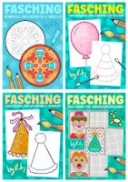 Vorschau - Arbeitsblätter - 4x Motorikübungen für Fasching & Karneval - Kreativpaket - Deckblatt