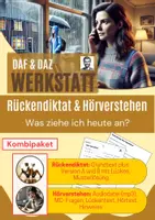 Vorschau - Arbeitsblätter - Kombipaket Rückendiktat & Hörverstehen, "Was ziehe ich heute an?", A1/A2 - Deckblatt