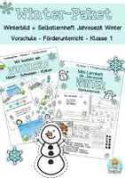 Vorschau - Unterrichtsreihen - Paket Winter Lernheft Jahreszeit und Bastelvorlage Winterbild Sachunterricht - Deckblatt