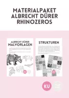 Vorschau - Mal- und Bastelvorlagen - Materialpaket Albrecht Dürer: Rhinozeros mit Strukturen - Deckblatt