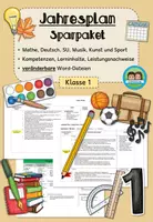 Vorschau - Stundenentwürfe - Jahresplan Stoffverteilungsplan - Klasse 1 (Deutsch, Mathe, Sachunterricht, Sport, Kunst und Musik) - Sparpaket - Deckblatt