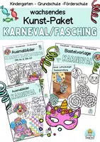 Vorschau - Stundenentwürfe - Kunst-Paket Karneval, Fasching, Ausmalbilder und Bastelvorlage Kunst - Deckblatt