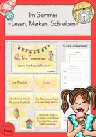 Vorschau - Stationenlernen - Lesen-Merken-Schreiben Sommer Karten differenziert - Deckblatt