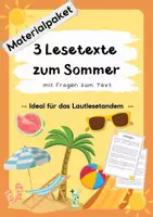 Vorschau - Arbeitsblätter - Materialpaket: 3 Lesetexte (Lesetandem) zum Sommer - mit Fragen zum Text - Deckblatt