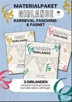 Vorschau - Mal- und Bastelvorlagen - Materialpaket - Fasching, Karneval & Fasnet Girlande - Wimpelkette - Deckblatt