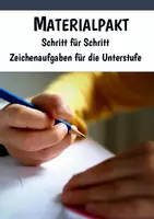 Vorschau - Arbeitsblätter - Schritt für Schritt Zeichenaufgaben für die Unterstufe - Materialpaket - Deckblatt