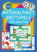 Vorschau - Spiele - Materialpaket - Brettspiele zum Wortschatz "Schulsachen" | DAZ Brettspiel | Brettspiel Deutsch | daz/daf spiele | daz daf grundschule - Deckblatt