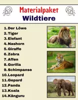 Vorschau - Arbeitsblätter - Materialpaket: Wildtiere - Leseverständnis und Kreuzworträtsel mit Lösungen - Deckblatt