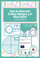 Vista previa - Hojas de trabajo - Paquete de materiales las Horas en reloj analógico y digital - Portada