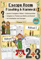 Vorschau - Arbeitsblätter - Sparpaket: Escape Room - Fasching/ Karneval (Mathe/ Deutsch, Klasse 2-3) - Deckblatt