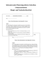 Vorschau - Klassenarbeiten - Informierendes / Materialgestütztes Schreiben - 2 Klassenarbeiten (Haupt- und Nachschreibearbeit) - Deckblatt