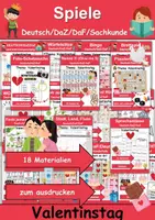 Vorschau - Unterrichtsreihen - Materialpaket - Spiele Valentinstag - DaZ/DaF, Deutsch, Sachunterricht (Grundschule) - Deckblatt