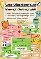 Vorschau - Stationenlernen - Würfelkarteien - Verben im Präsens, Präteritum und Perfekt - Sparpaket (Klasse 2-4) - Deckblatt